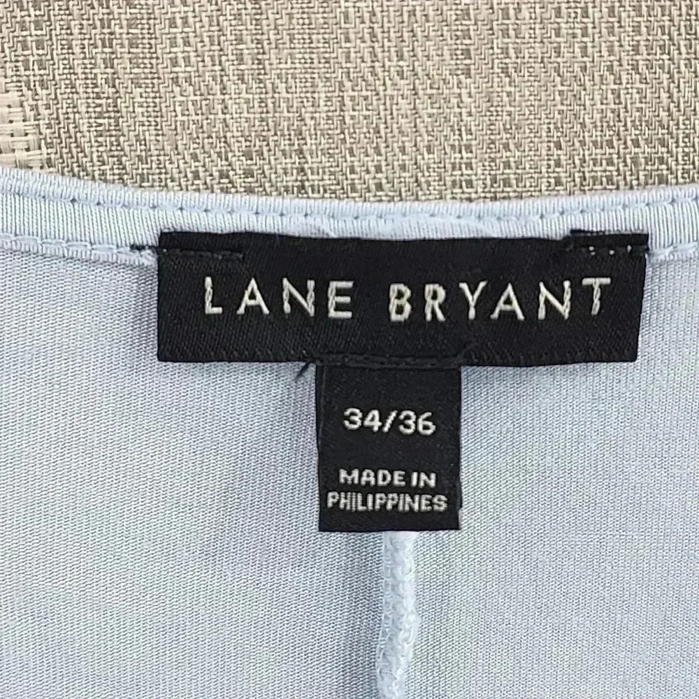 Lane Bryant Sweetheart Neckline Blue Short Sleeve Stretched Blouse 34/36 - Picture 5 of 8